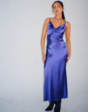 Palasha Midi Dress in Satin Spectrum Blue