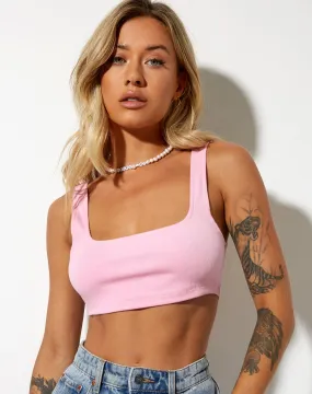 Adela Crop Top in Rib Baby Pink