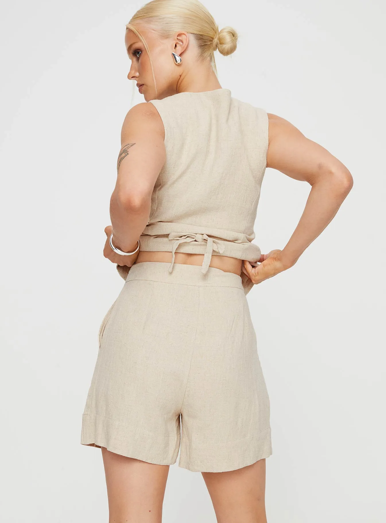 Bellair Linen Blend Shorts Beige