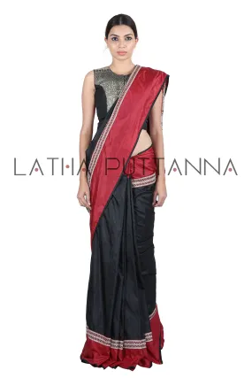 Black & Red  saree with woven horse pallu