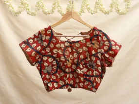 Blood Red, cotton Kalamkari blouse