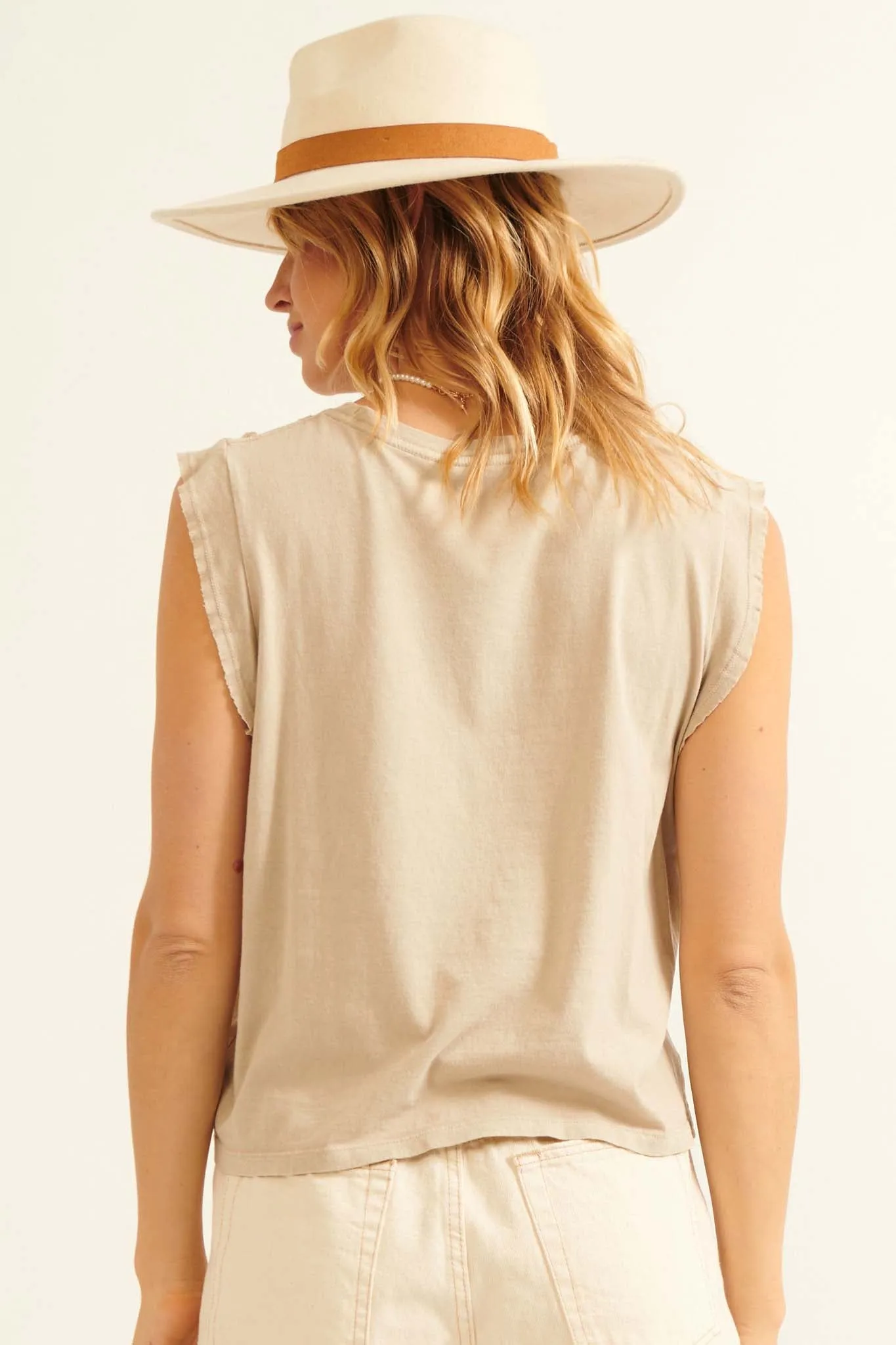 Cowgirl Vintage-Wash Sleeveless Graphic Tee