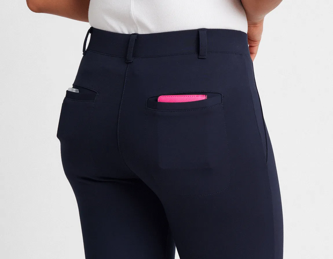 Crop Two-Pocket Dress Pant Yoga Pants (Navy)