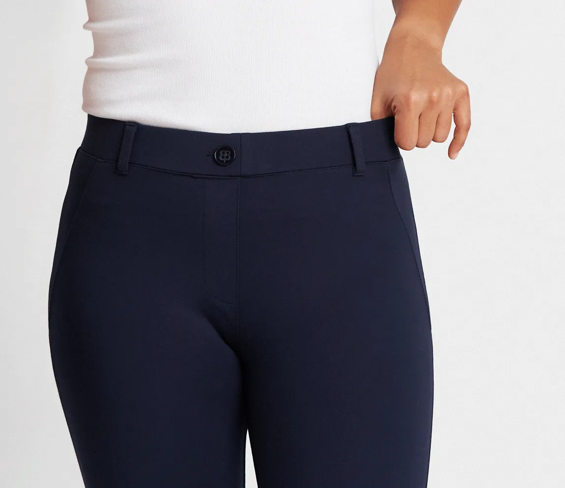 Crop Two-Pocket Dress Pant Yoga Pants (Navy)