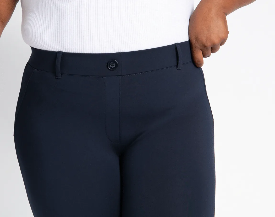 Crop Two-Pocket Dress Pant Yoga Pants (Navy)