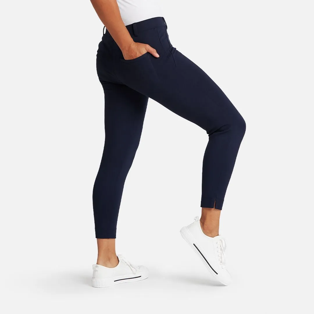 Crop Two-Pocket Dress Pant Yoga Pants (Navy)