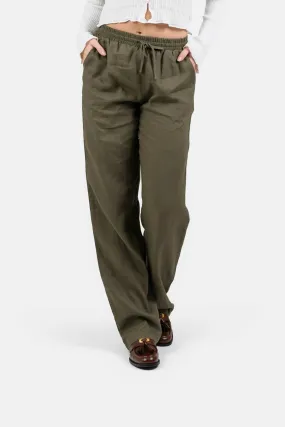 Linen Pants High-waisted Army