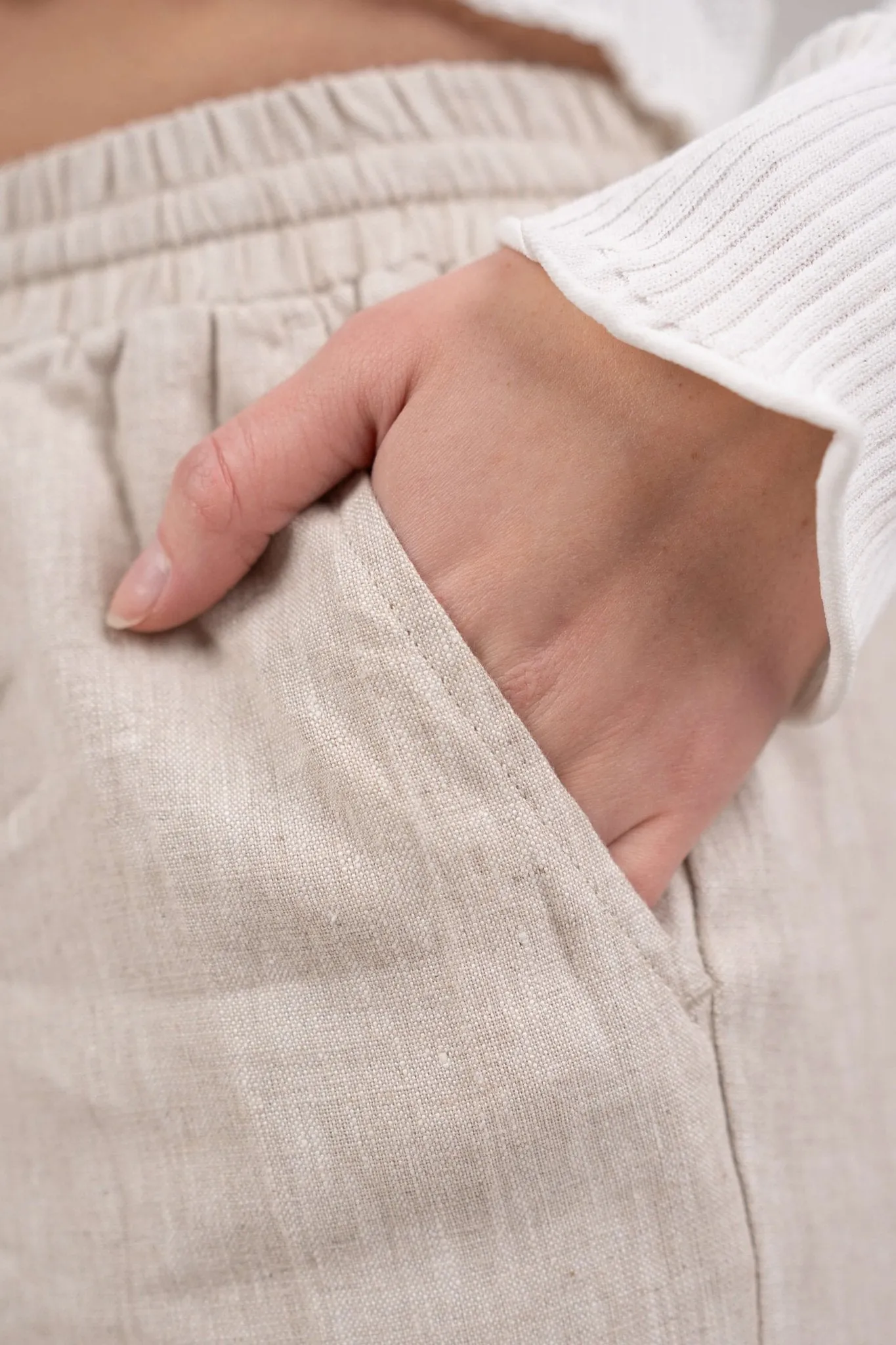 Linen Pants High-waisted Beige