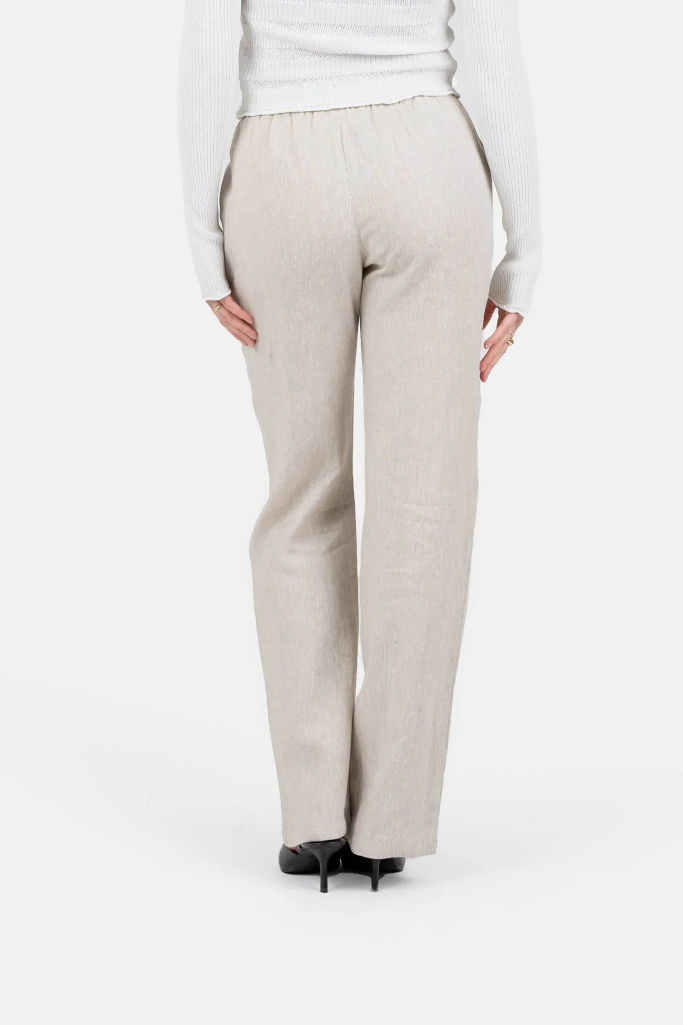 Linen Pants High-waisted Beige