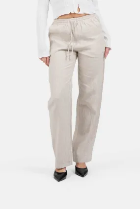 Linen Pants High-waisted Beige