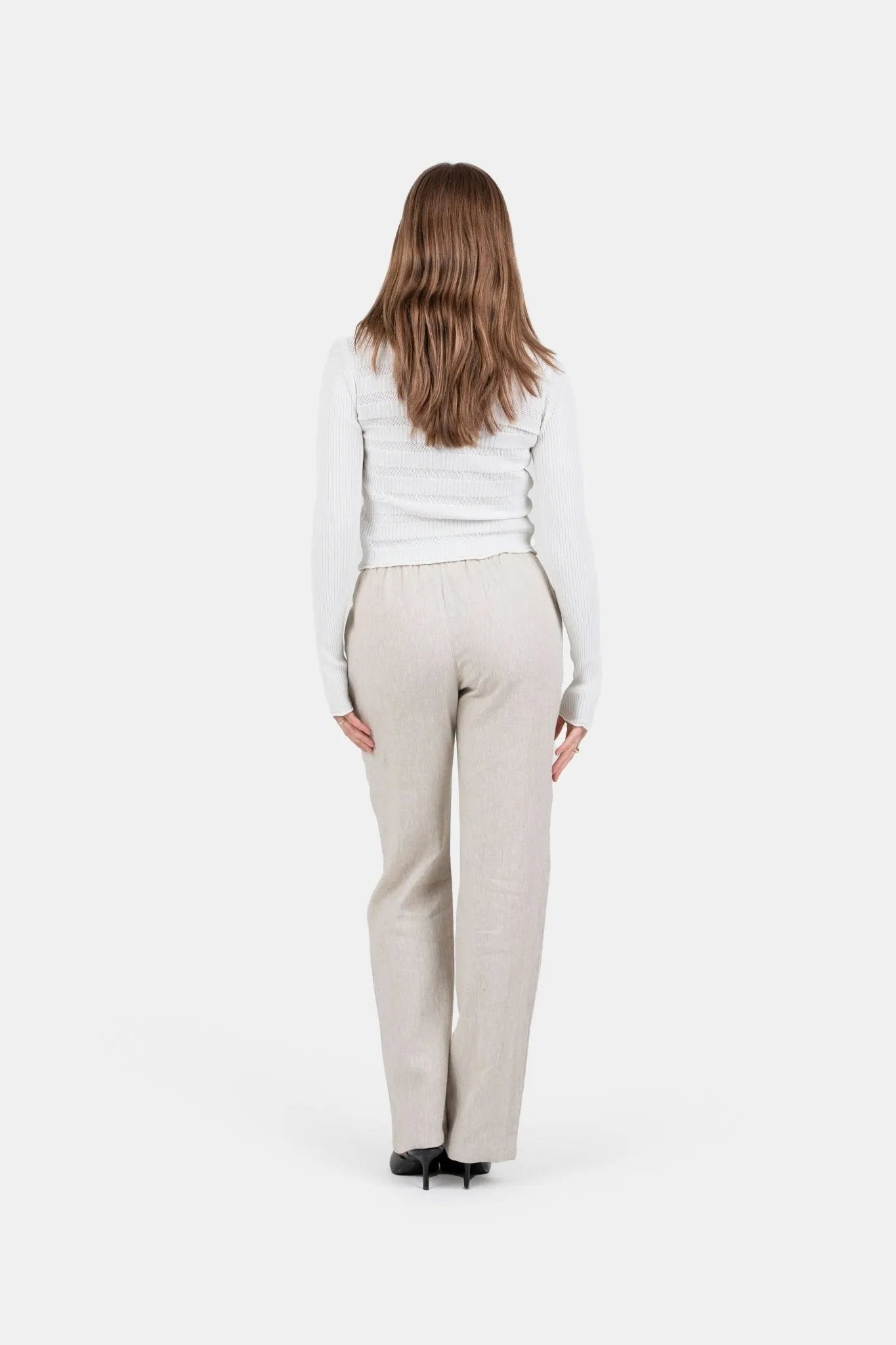 Linen Pants High-waisted Beige