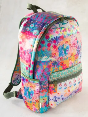 Live Happy Neoprene Backpack - Pink Watercolor Patchwork