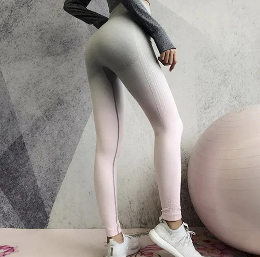 Pink Grey Ombre Leggings