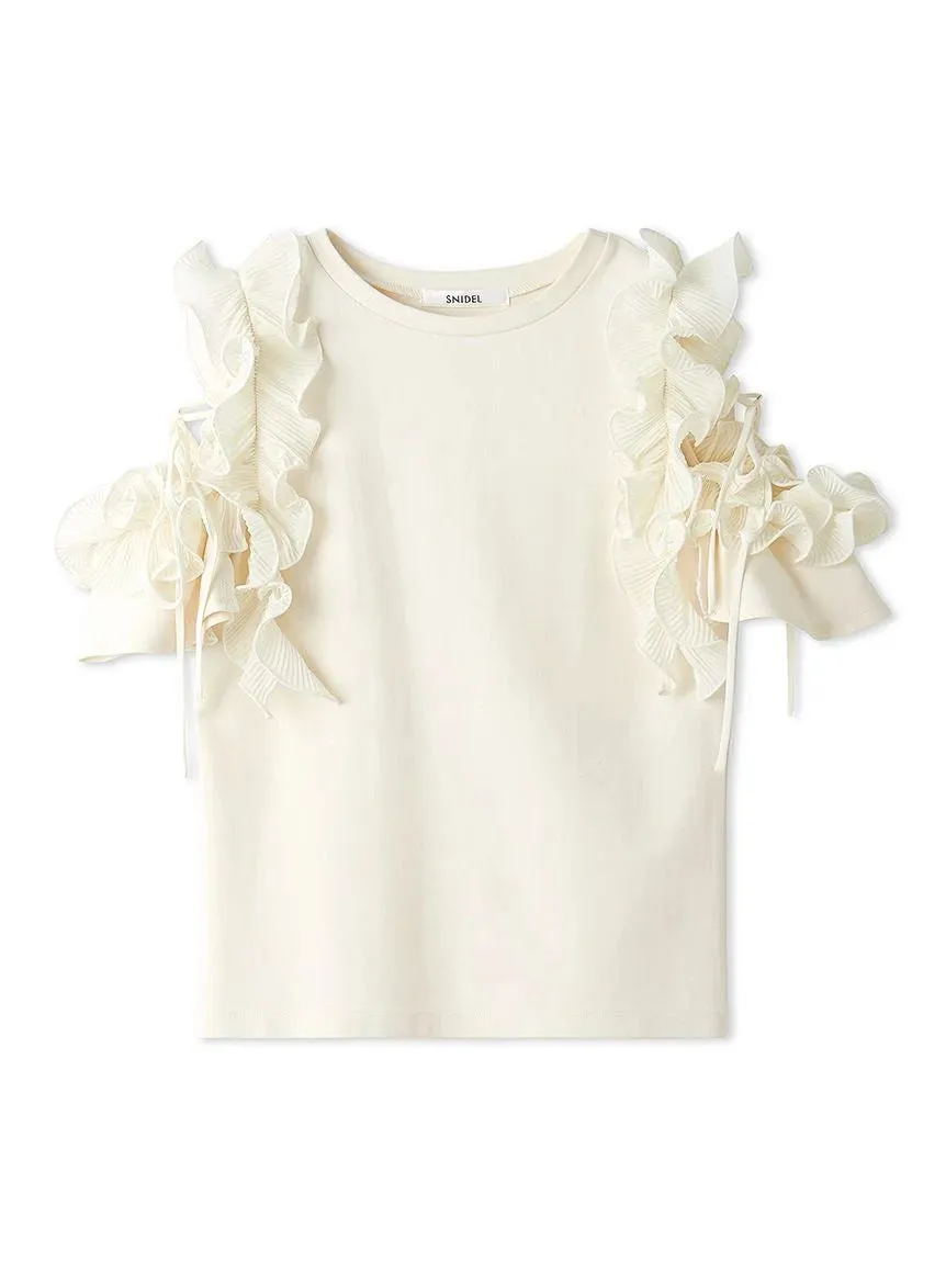 Pleated Ruffle Sleeve Top