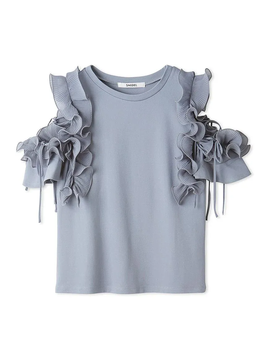 Pleated Ruffle Sleeve Top