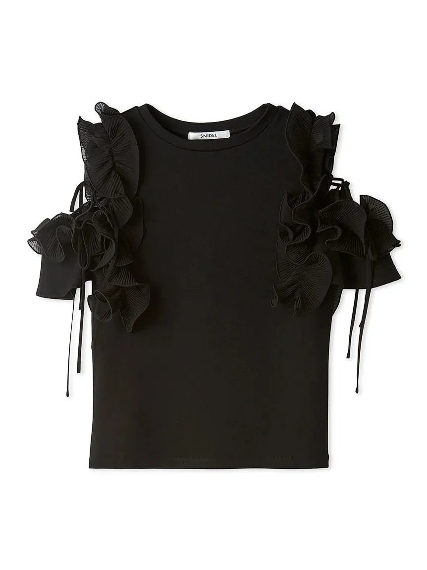 Pleated Ruffle Sleeve Top