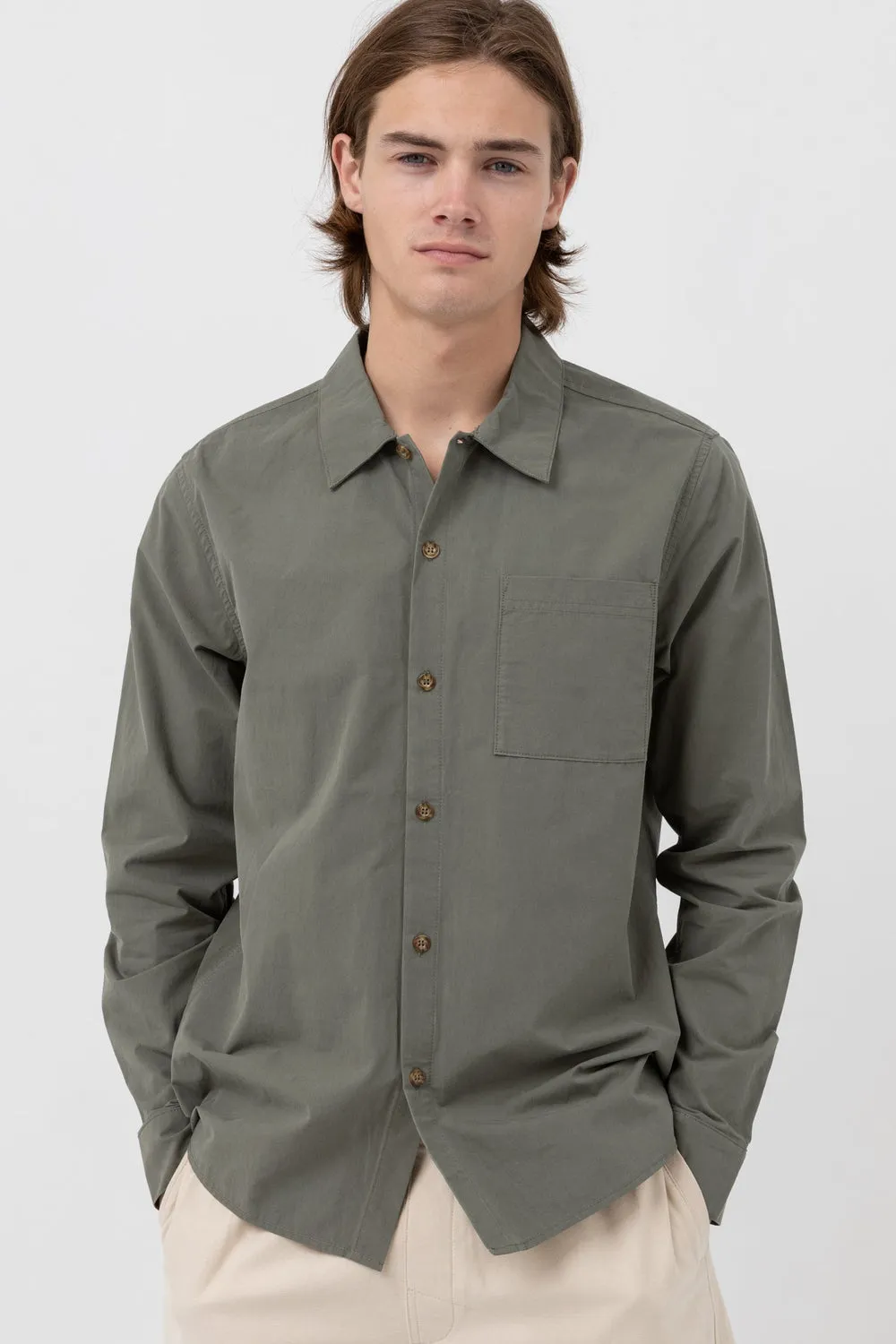 RHYTHM ESSENTIAL LS SHIRT - MOSS