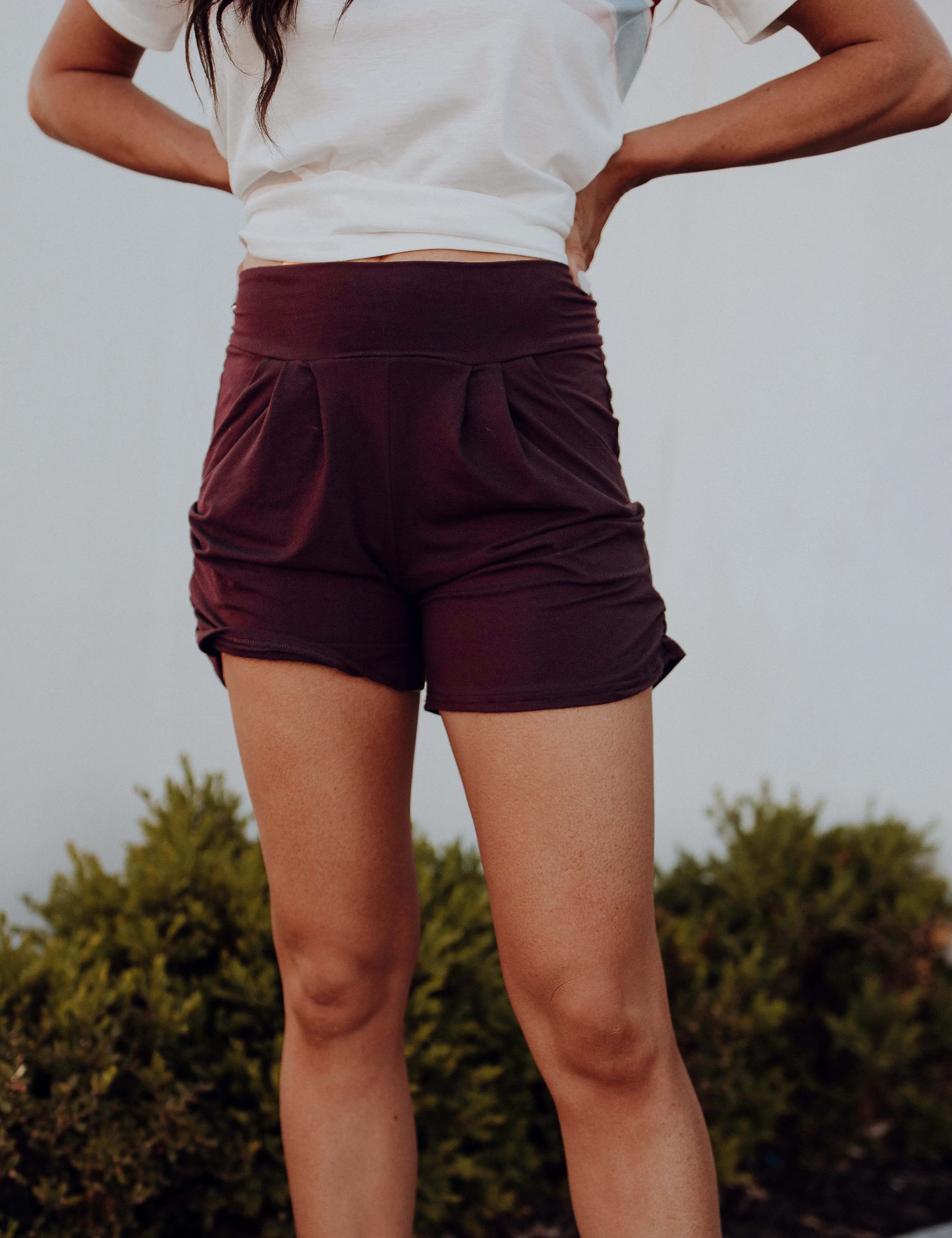 SA Exclusive Burgundy Solid Harem Shorts