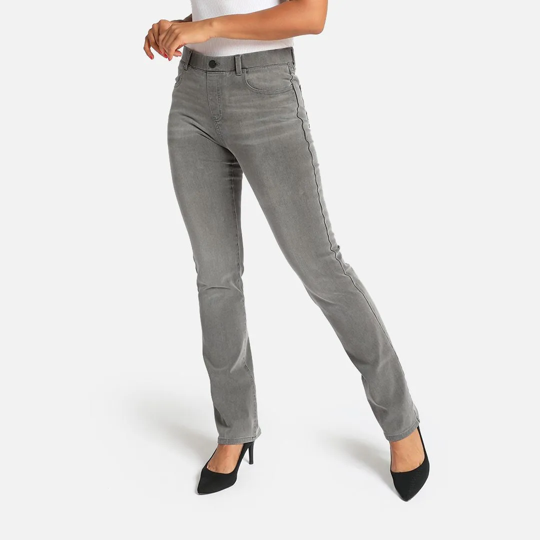 Straight-Leg | 4-Pocket Betabrand Yoga Denim (Rinsed Gray)