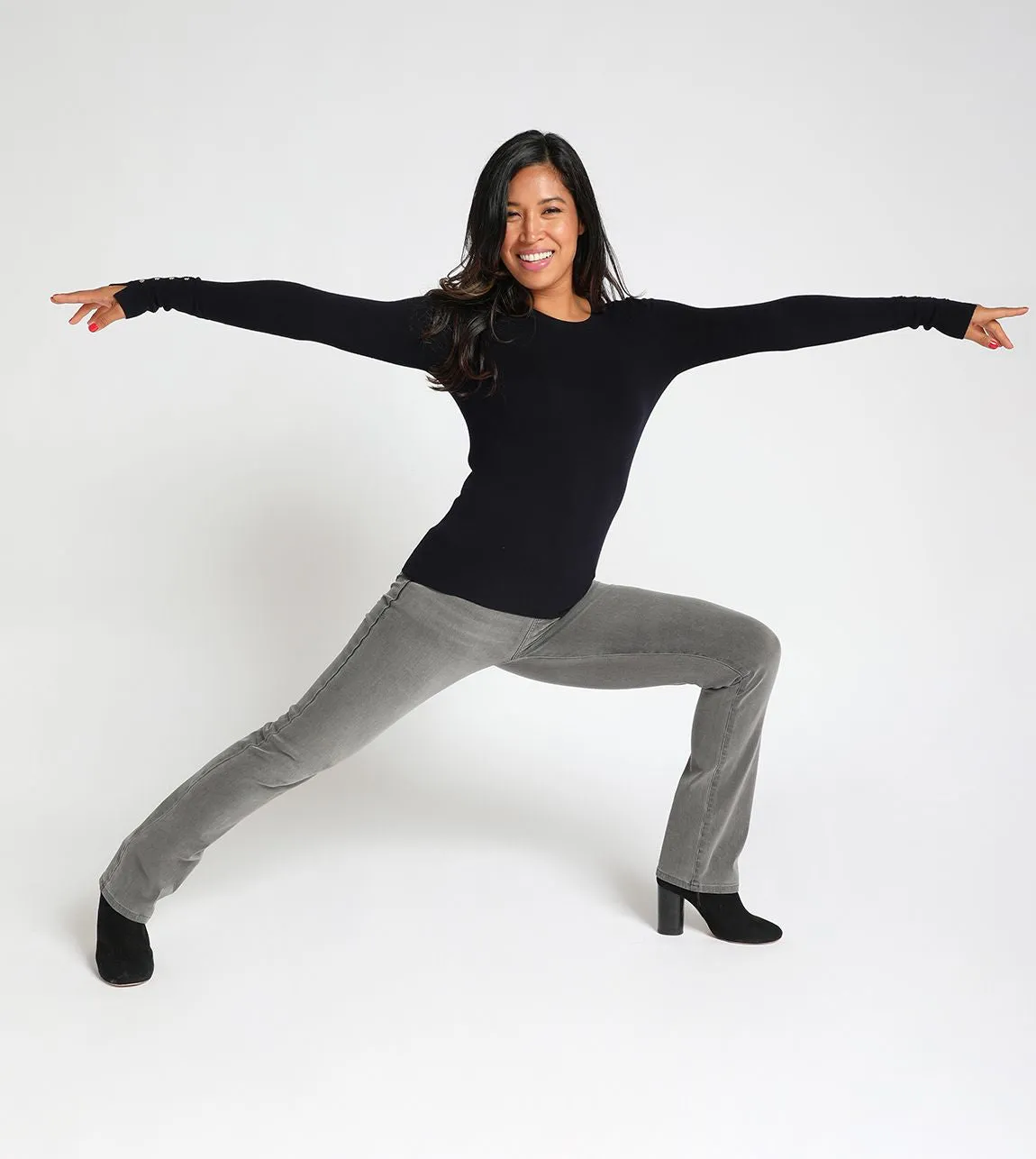 Straight-Leg | 4-Pocket Betabrand Yoga Denim (Rinsed Gray)