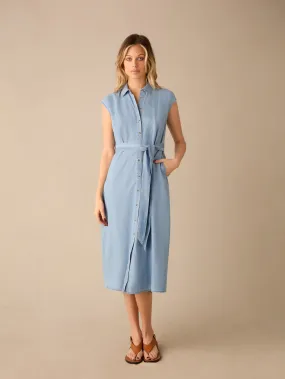 Tie Waist Tencel Denim Shirt Dress